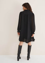 April Pleat Dress - Black