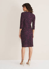 Nieve Leopard Print Dress - Black/Purple