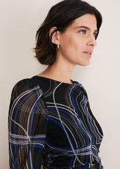 Gizelle Swirl Long Sleeved Dress - Cobalt/Black
