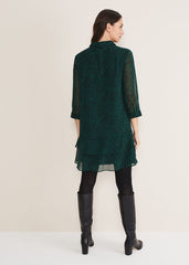 Penelope Chiffon Tiered Mini Dress - Green/Black