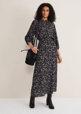 Phillipa Marble Print Midaxi Dress - Carbon/Multi