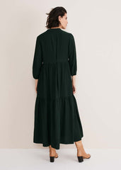 Jayde Tiered Midaxi Dress - Dark Green
