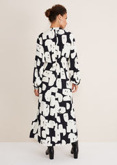 Black & White Abstract Maxi Dress - Ivory/Black