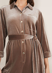 Nala Velvet Jumpsuit - Mushroom