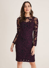 Madison Tapework Dress - Black/Plum