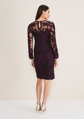 Madison Tapework Dress - Black/Plum