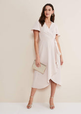 Julissa Ruffle Wrap Midi Dress - Cameo