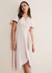 Julissa Ruffle Wrap Midi Dress - Cameo