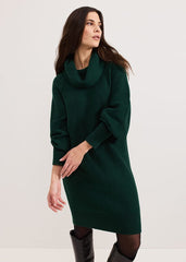 Dahlie Chunky Knit Tunic Mini Dress - Green