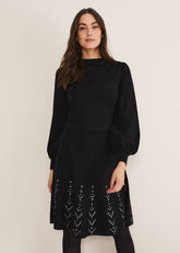 Marley Metal Work Detail Knit Dress - Black