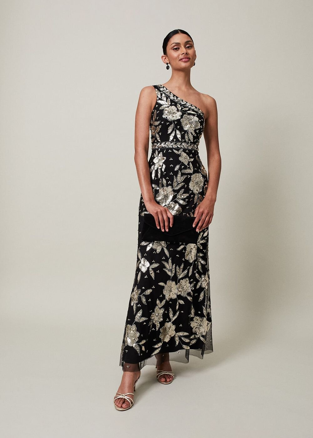 Serafina Embellished Maxi Dress - Black/Gold