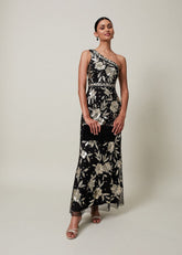 Serafina Embellished Maxi Dress - Black/Gold
