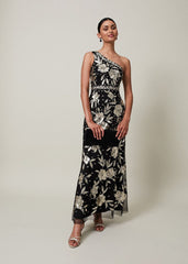 Serafina Embellished Maxi Dress - Black/Gold