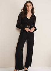 Carly Lace Long Sleeve Jumpsuit - Black