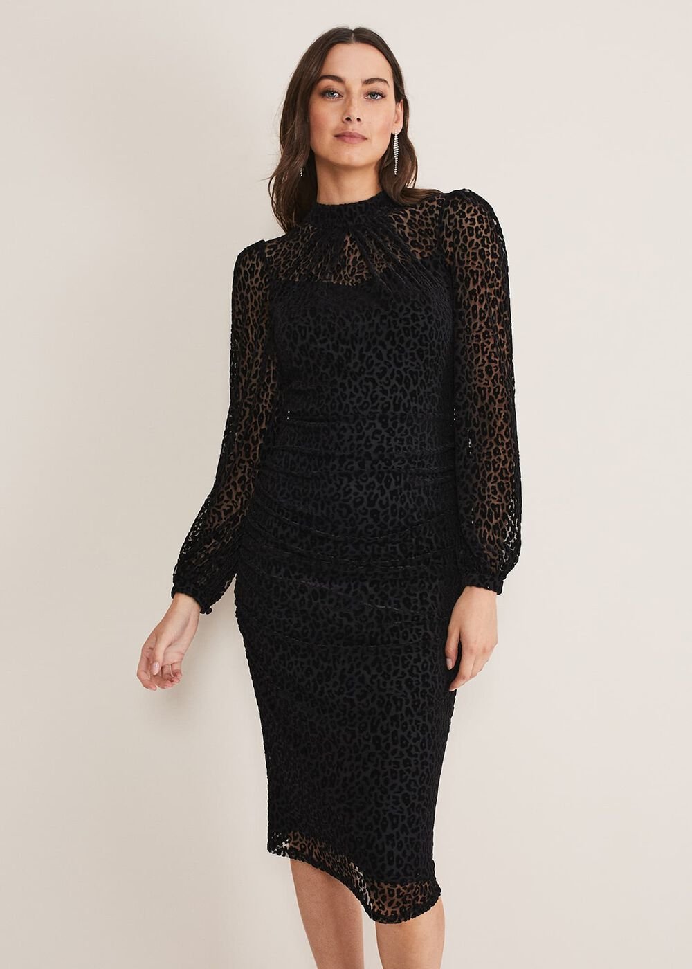 Capriana Leopard Burnout Dress - Black