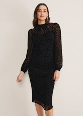 Capriana Leopard Burnout Dress - Black