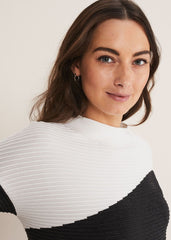 Mali Textured Stitch Colourblock Dress - Black/Multi