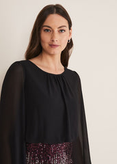 Angel Chiffon Sequin Dress - Black/Multi