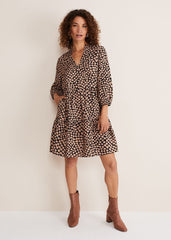 Kesia Hearts Swing Dress - Stone/Black