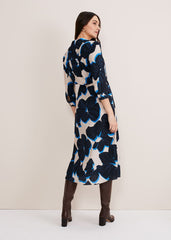 Rae Floral Wrap Dress - BLUE/CAMEL/PINK