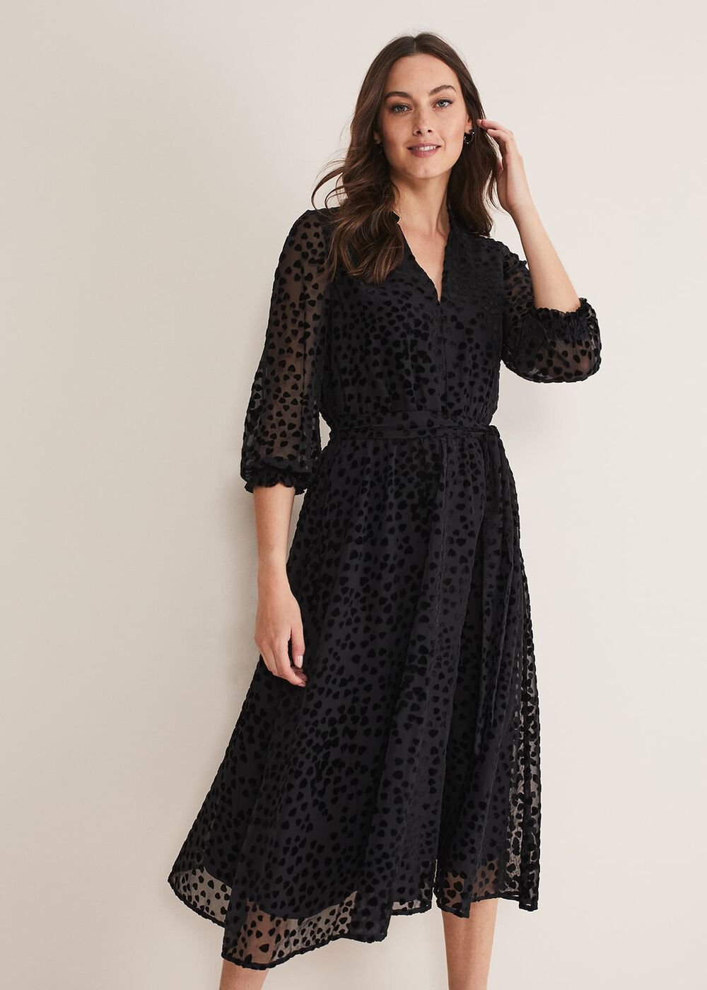 Isador Textured Fit And Flare Midi Dress - Black