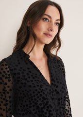 Isador Textured Fit And Flare Midi Dress - Black