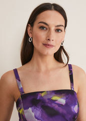 Adelita Abstract Print Dress - Purple Multi