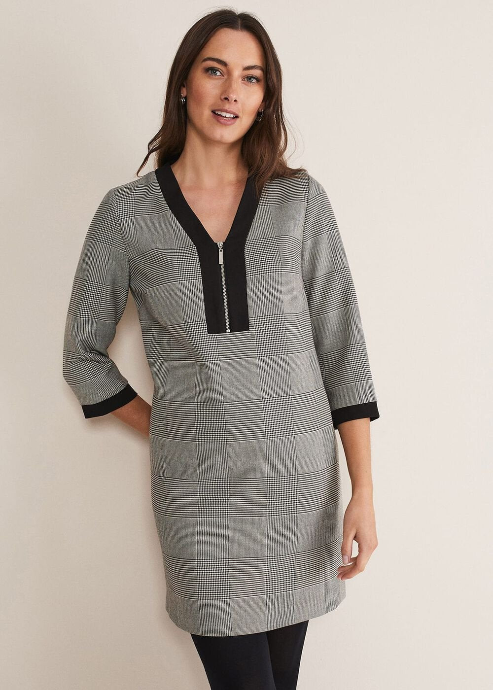 Soraya Check Midi Dress - Black/White