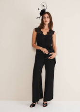 Lia Sleeveless Lace Detail Jumpsuit - Black