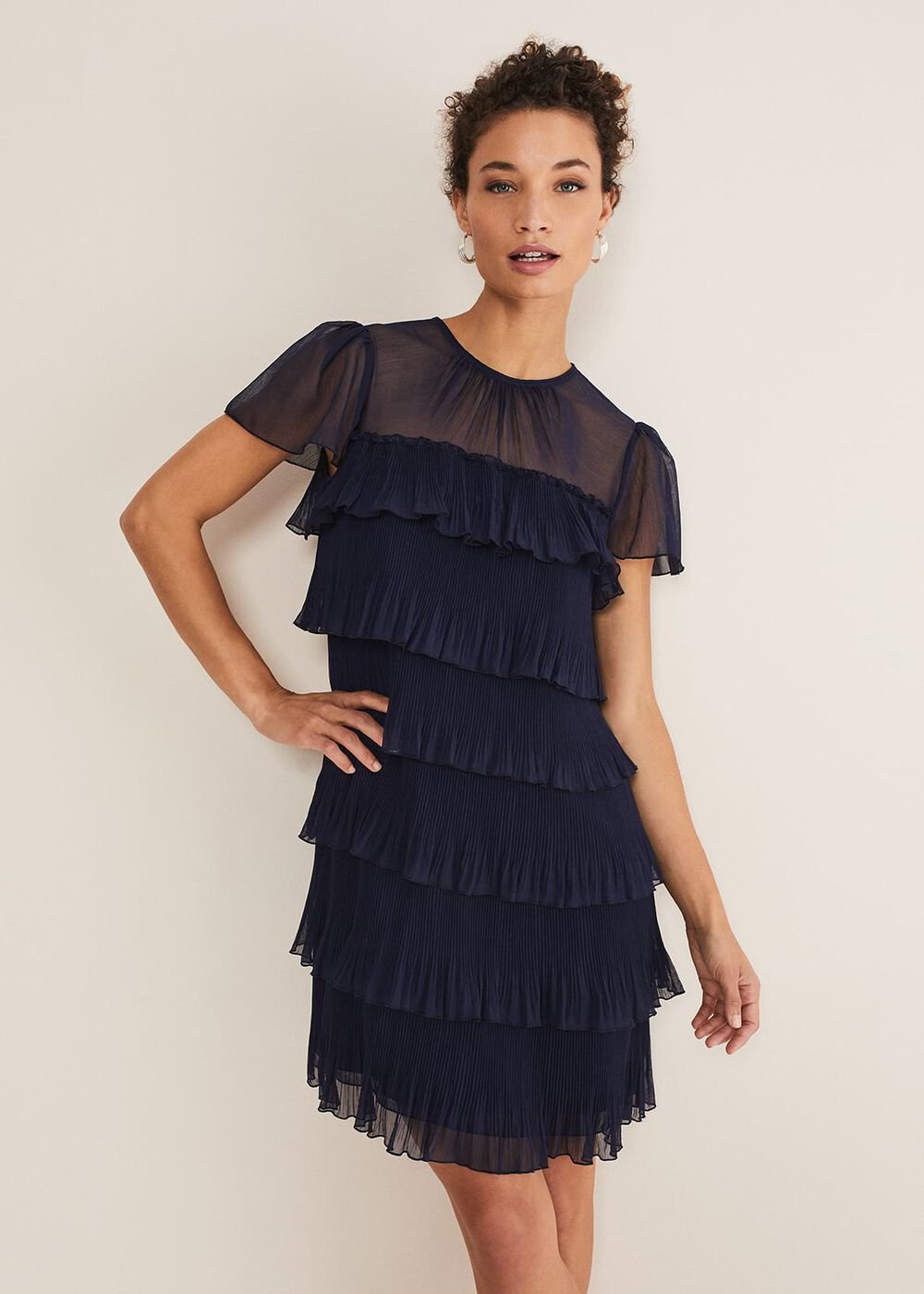 Mimi Pleated Mini Dress - Navy
