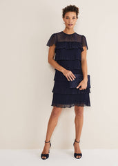 Mimi Pleated Mini Dress - Navy