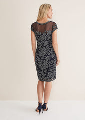 Zila Tapework Dress - Navy/Ivory