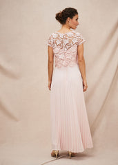 Michelle Lace Pleated Maxi Dress - Antique Rose