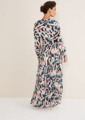 Pastel Floral Print Maxi Wrap Dress - Multi-Coloured