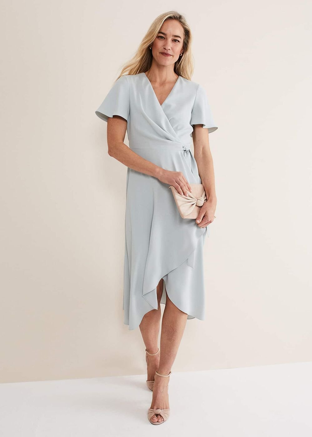 Julissa Ruffle Wrap Midi Dress - Eau De Nil
