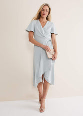 Julissa Ruffle Wrap Midi Dress - Eau De Nil