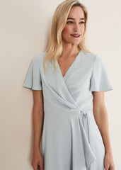 Julissa Ruffle Wrap Midi Dress - Eau De Nil