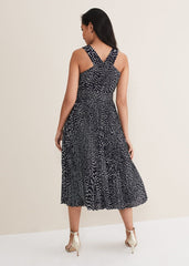 Petite Elsie Spot Dress - Navy/Ivory
