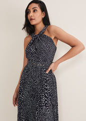 Petite Elsie Spot Dress - Navy/Ivory