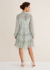 Harlow Floral Tiered Mini Dress - Eau De Nil/Multi