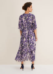Juliette Floral Wrap Midaxi Dress - Latte/Multi