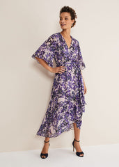 Juliette Floral Wrap Midaxi Dress - Latte/Multi