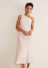 Valencia One Shoulder Midaxi Dress - Petal Pink