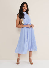 Petite Simara Pleated Midi Dress - Cornflower