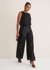 Aubrey Striped Wide Leg Jumpsuit - Black