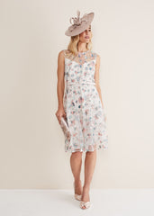 Leighton Floral Embroidered Midi Dress - Pale Petal/ Multi