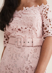 Petite Tallula Lace Bardot Maxi Dress - Petal Pink