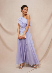 Mia One Shoulder Maxi Dress - China Blue