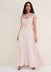 Petite Michelle Lace Pleated Maxi Dress - Antique Rose