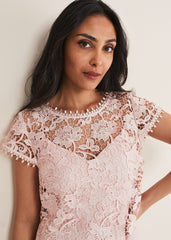 Petite Michelle Lace Pleated Maxi Dress - Antique Rose